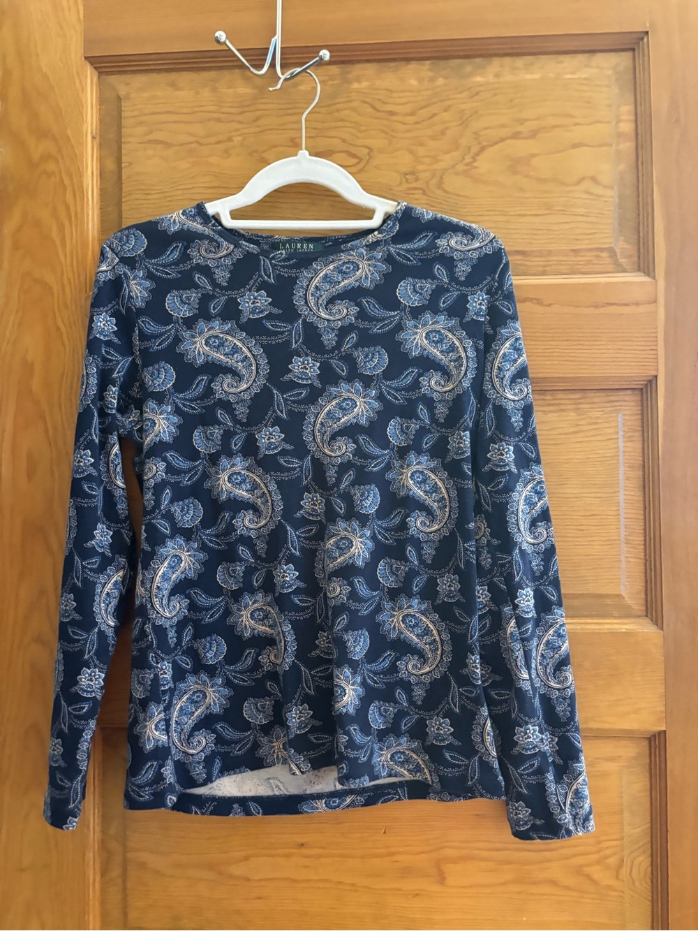 vintage Ralph Lauren Navy Paisley Long Sleeve Top